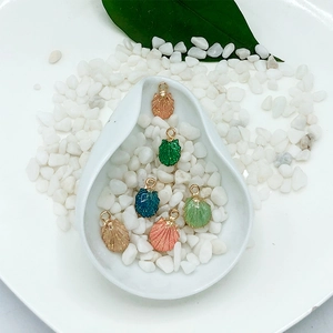 13-piece ocean series shell pendants with colorful enamel for DIY jewelry making