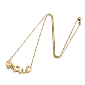 Minimalist music series gold treble clef and note pendant necklace for women