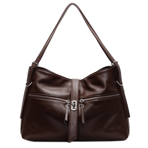 Grand sac cabas vintage marron avec poches zippées et bandoulière réglable