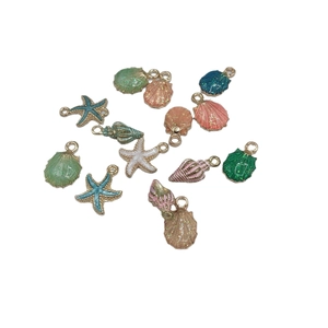 13pcs ocean theme alloy charms including starfish and shells for DIY jewelry making