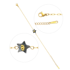 Bracelet étoile doré en acier inoxydable avec breloque mauvais œil et chaîne réglable