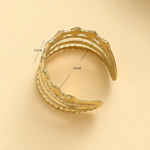 Adjustable golden hollow rhinestone crown ring with 1.5cm height and 1.8cm diameter