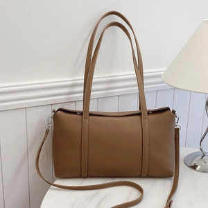 Women Large Capacity Tote Bag Litchi Grain PU Leather Shoulder Bag With Detachable Strap For Commuting