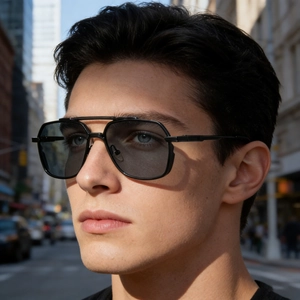 Square Sunglasses Double Bridge Zinc Alloy Frame PC Lenses UV400 Protection Outdoor Driving Fashion Eyewear For Men