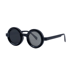 Retro polarized round sunglasses with UV400 protection and thick black frames for men