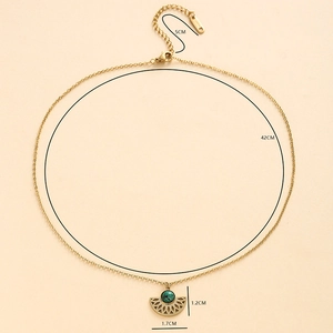 14K gold plated fan-shaped turquoise necklace with dimensions 1.7x1.2cm and 42cm chain