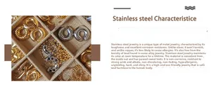 Detailed close-up showing stainless steel jewelry texture and anti-corrosion properties