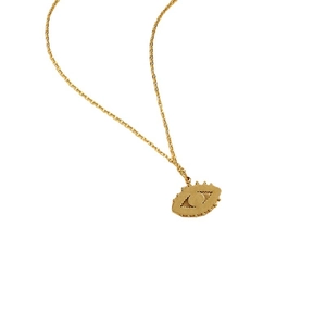 Collier en acier inoxydable doré avec pendentif œil bleu émaillé au style tendance