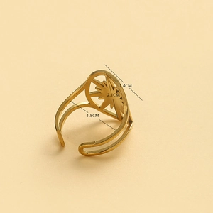 Bague étoile en acier inoxydable plaqué or 14K sertie de turquoise naturelle pour femme