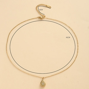 Collier en acier inoxydable doré 14K avec pendentif goutte et diamant en étoile