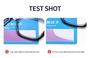 Blue light blocking test showing lens protection effectiveness against harmful blue rays