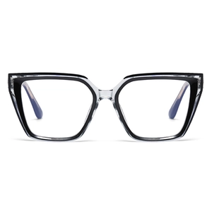 Cat eye blue light blocking glasses with black and transparent dual-tone frame design