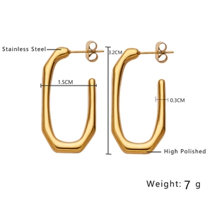 Specifiche dettagliate delle dimensioni per orecchini rettangolari placcati in oro 14K