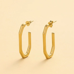 Orecchini geometrici rettangolari minimalisti placcati in oro 14K per donna