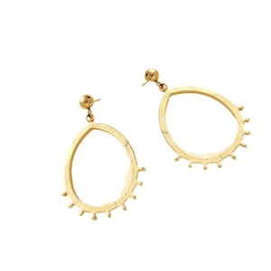 Boucles d'oreilles goutte en acier inoxydable plaqué or 14K avec fini texturé