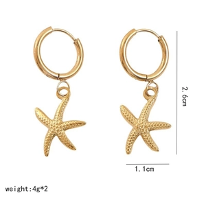 Détails des boucles d'oreilles étoile de mer plaquées or 14k avec dimensions et poids