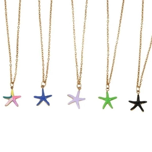 Collana con ciondolo a stella marina in acciaio inossidabile dorato 14k con smalto colorato