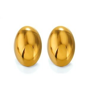 Minimalist 18k gold plated stainless steel teardrop stud earrings with a polished finish