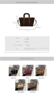 Detailed dimension chart for vintage matte PU leather crossbody bag with sizing data