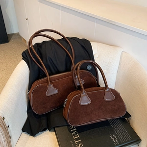 Women Suede PU Shoulder Bag Retro Matte Minimalist Handbag Daily Casual Underarm Tote Crossbody