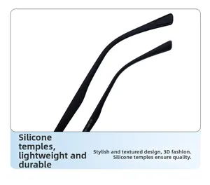 Dettaglio della stanghetta per occhiali in silicone nero leggero con marcature 18-143 C3