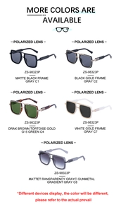 Polarized square sunglasses in five color options for outdoor driving and sun protection