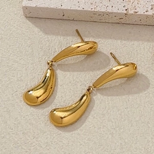 Orecchini geometrici a goccia in oro in acciaio inossidabile dal design curvo