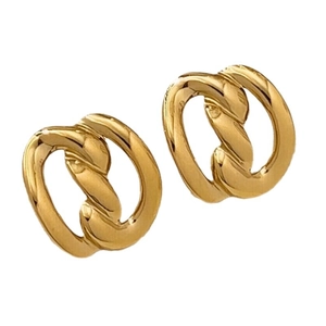 Boucles d'oreilles nœuds géométriques dorées polies au design minimaliste tressé