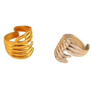 Irregular chunky multilayer open ring in 18K gold and silver stainless steel finish