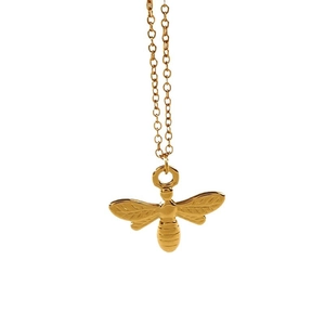 Collier à pendentif abeille dorée minimaliste avec chaîne en acier inoxydable
