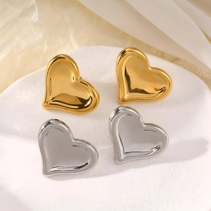 Boucles D'oreilles Puces Géométriques Coeur Goutte D'eau Minimalistes Pour Femmes Acier Inoxydable Poli Imperméable Bijoux Or Argent