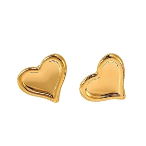 Boucles d'oreilles cœur géométriques minimalistes avec finition polie en or 18 carats
