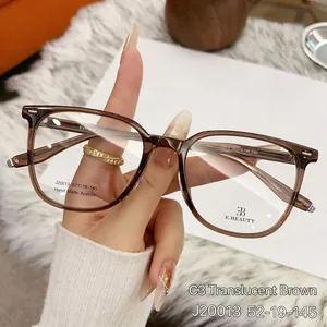 Transparent brown square acetate optical glasses frame for women with high quality finish