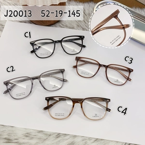 Detailed view of handmade acetate square eyeglass frames in various colors with sizing specs