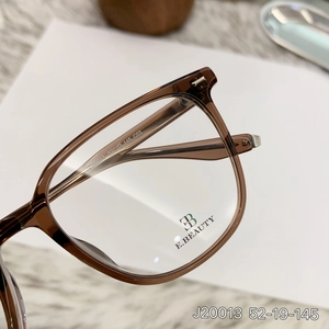 Classic brown transparent square acetate optical glasses frame with metallic hinges