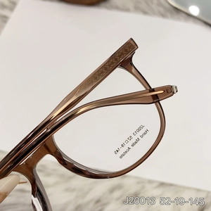 Stylish square tea brown acetate optical glasses frames for women with geometric embossing