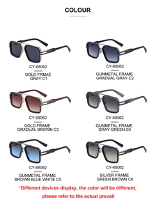 Detailed color options matrix for stylish double-bridge square pilot sunglasses for men