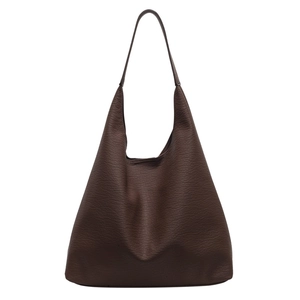 Deep brown pebbled leather Hobo bag with spacious minimalist design for daily commuting