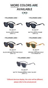 Nahaufnahme der polarisierten quadratischen Sonnenbrille ML-98372P in fünf Farben