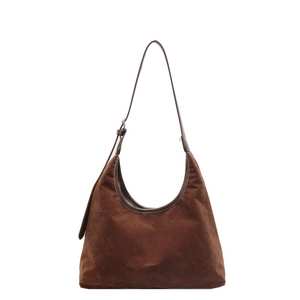 Retro Hobo Shoulder Bag PU Leather Suede Large Capacity Underarm Tote For Women Commuting Elegant Chic