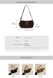 Detail specifications of vintage matte PU shoulder bag with antique bronze metal buckle