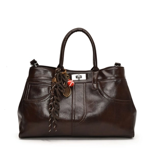 Retro PU Leather Handbag For Women Large Capacity Tote With Shoulder Strap Fashionable Crossbody Bag Turn Lock Design