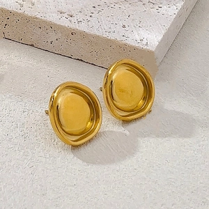 Boucles d'oreilles minimalistes en acier inoxydable 18K avec surface texturée organique