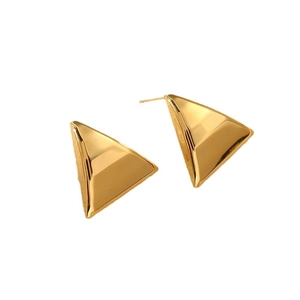 Minimalist golden geometric triangle stud earrings with polished stainless steel finish
