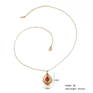 Dimensions du collier goutte d'or avec pendentif pierre rouge et longueur de chaîne