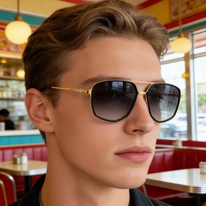 Square Sunglasses Metal PC Double Bridge Frame UV400 Protection Outdoor Driving Fashion Retro Luxury Eyewear For Men