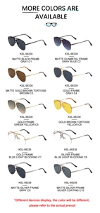 Matrix display of ten color options for metal semi-rimless pilot aviator sunglasses
