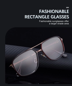 Close-up of rectangle sunglasses showing the double metal bridge and CA-883 model detail