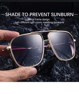 Detailed macro view of square metal frames with gradient lenses and clear nose pads