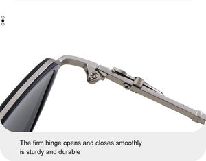 Macro detail of high-quality metal hinge construction on square frame sunglasses